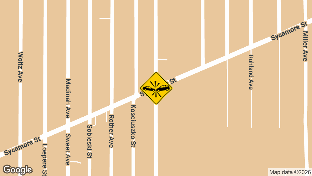 A two-car crash at the intersection of Sycamore Street and Lathrop Street sent multiple people to the hospital on Monday, April 20, at approximately 1:30 p.m.
