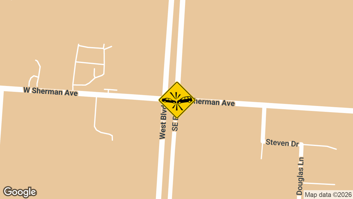 A vehicle crash was reported on Thursday, April 9, near the intersection of W Sherman Ave and SE Blvd in Vineland.