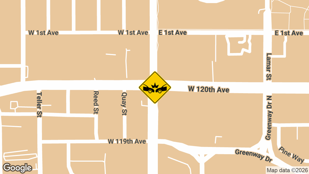 A three-vehicle crash was reported Sunday, April 13, near the intersection of West 120th Avenue and Main Street in Broomfield.