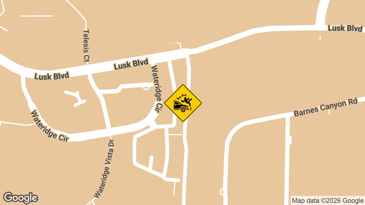 A 37-year-old woman died after being struck by a vehicle in a communal driveway in San Diego's Sorrento Valley neighborhood. The fatal crash occurred around 10:30 p.m. on Monday, May 18, at 10198 Wateridge Circle.