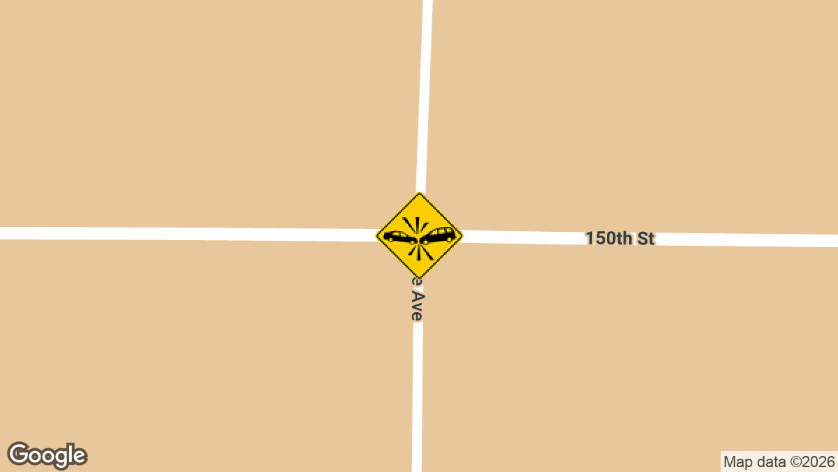 A two-vehicle crash at the intersection of 150th St and Vine Ave left one person injured Thursday morning.