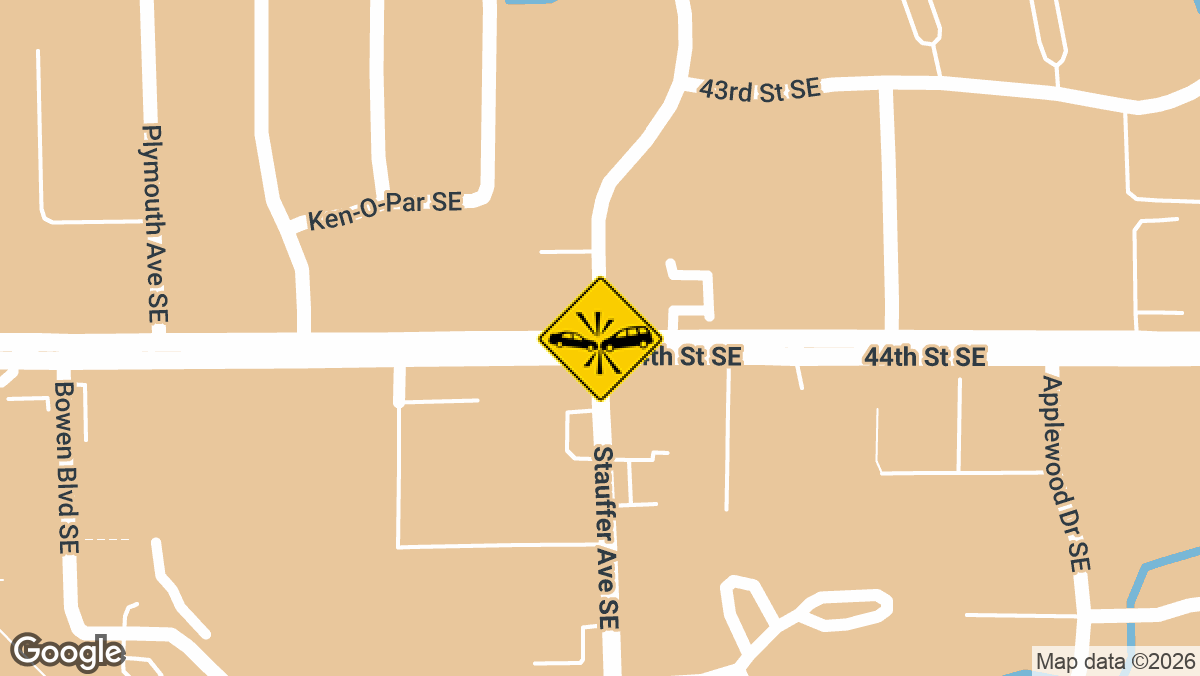 Two people were hurt in a two-vehicle accident at the intersection of 44th St and Eastcastle Dr in southeast Grand Rapids on Monday, May 25, just after 7 p.m.