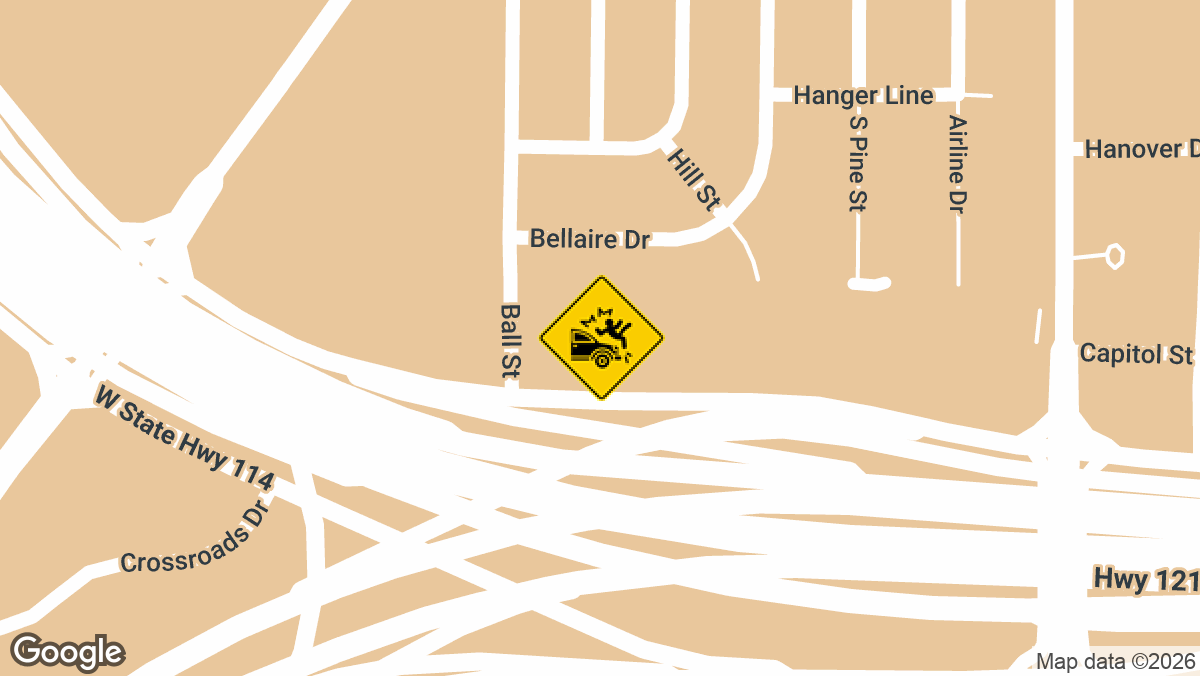 One person was killed in a two-vehicle crash on the eastbound service road of State Highway 114 in Southlake.