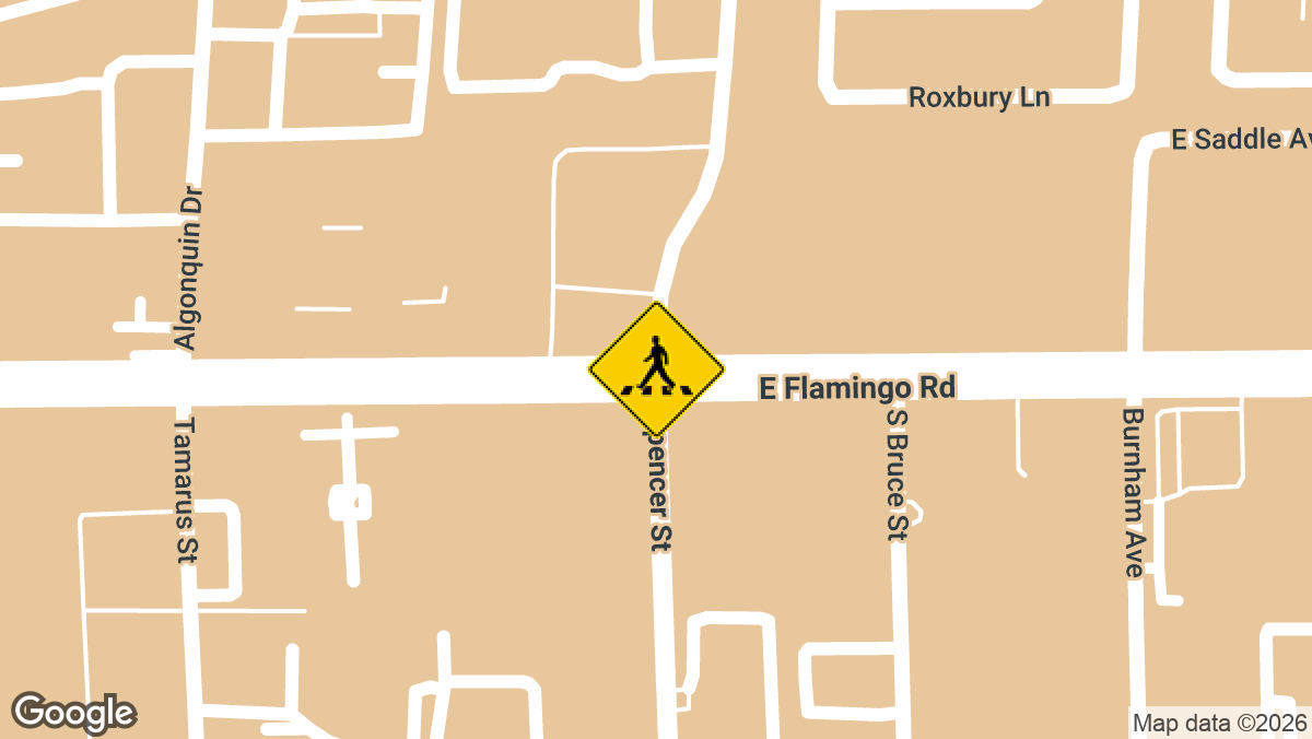 A pedestrian was struck by a motorcyclist in a hit-and-run crash early Sunday, May 3, near the intersection of Flamingo Rd and Spencer St near Maryland Pkwy in central Las Vegas.
