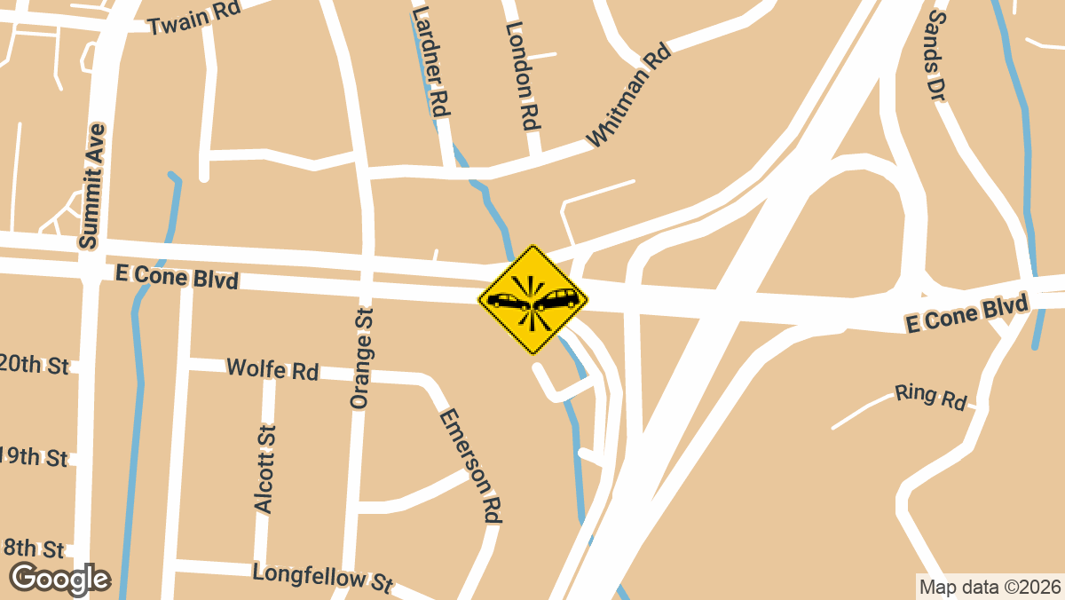 A crash that left three people seriously injured closed North Church Street in both directions on Monday, May 18, between Henry Street and East Cone Boulevard.