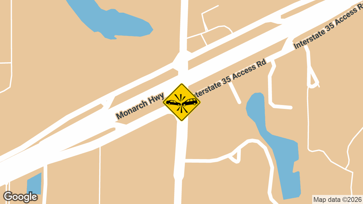 Two people were hurt early Friday morning when a car struck two Texas Department of Transportation construction vehicles on southbound Interstate 35 at Loop 1604 in Live Oak.