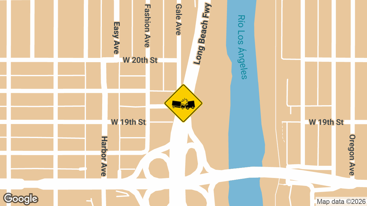 A crash between a white Tesla and a semi-truck closed lanes on southbound Interstate 710 near Long Beach Boulevard in the early morning hours of Tuesday, May 19, first reported at approximately 2:48 a.m.