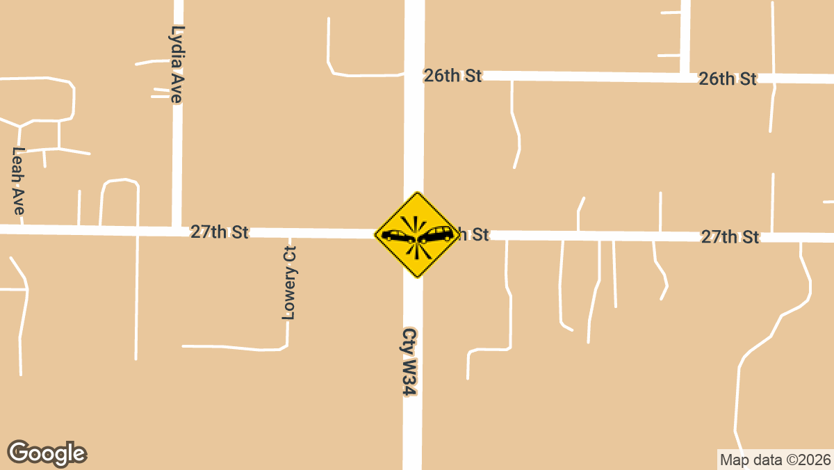 A two-vehicle collision with reported injuries shut down the northbound lanes of Lewis Ave at 27th Street in Zion.