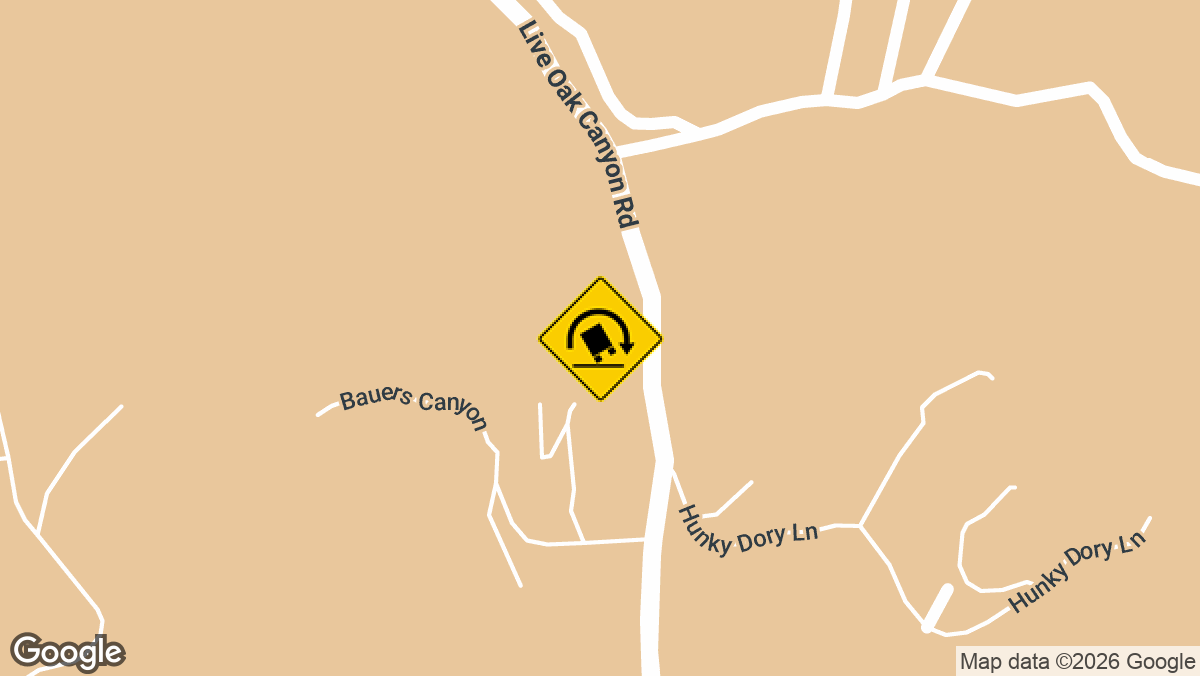 Live Oak Canyon Road near Lambrose Canyon Road