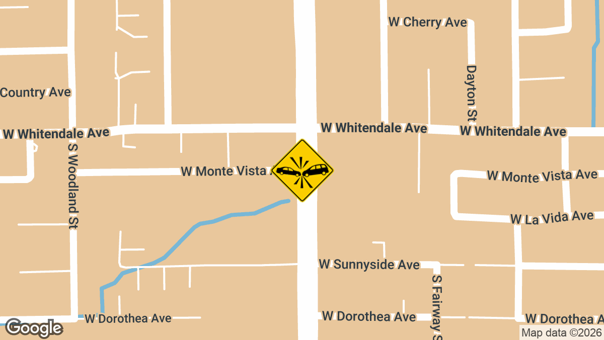 A collision involving a vehicle and an e-bike or e-motorcycle was reported at the intersection of Mooney Boulevard and Monte Vista Avenue on Monday, May 11.