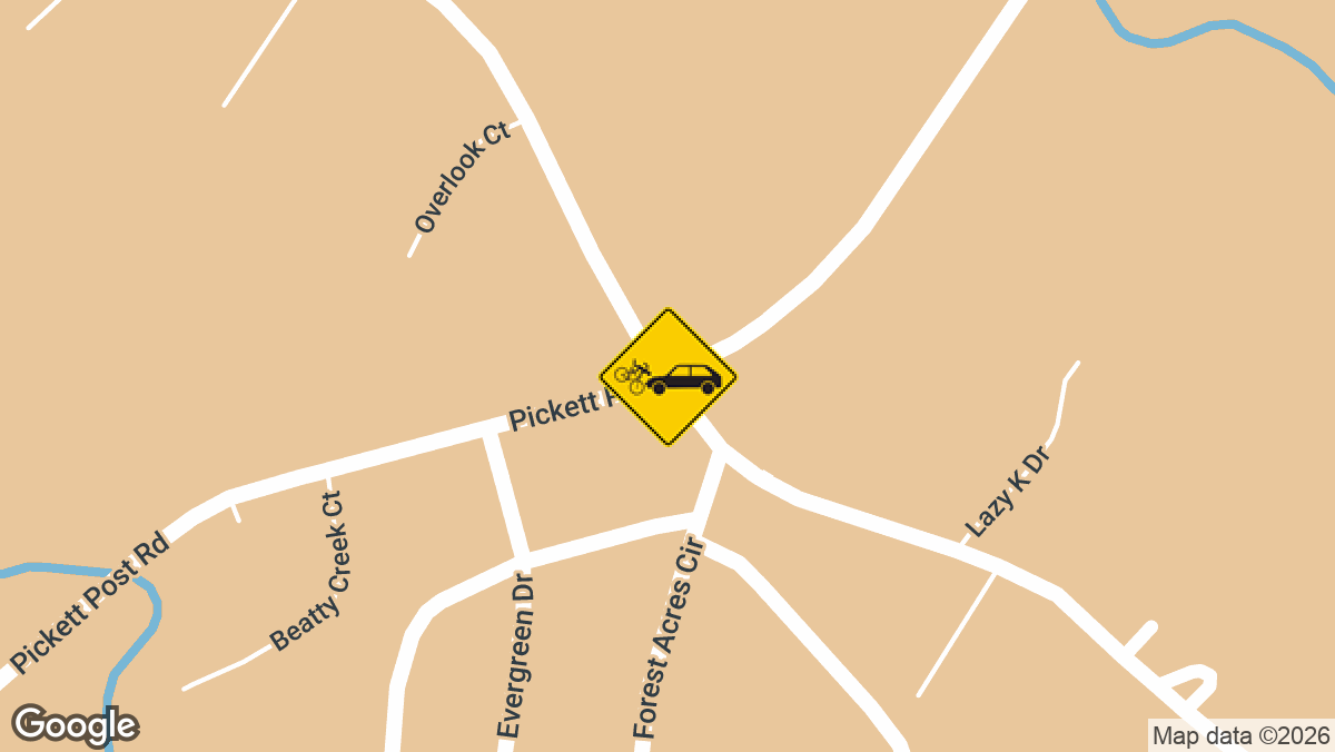 A crash between a vehicle and a bicycle was reported near the intersection of Pickett Post Road and Brewer Road in Walhalla, South Carolina.