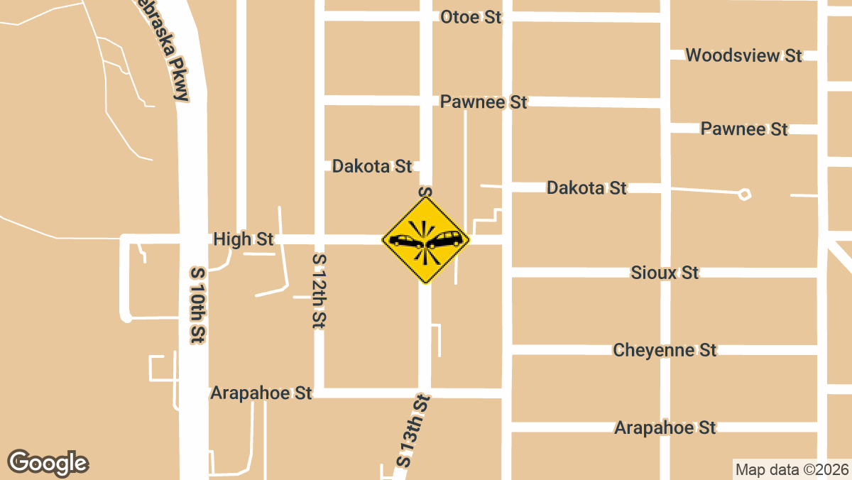 Two people were hurt in a late-night collision near South 13th Street and High Street in south Lincoln on Tuesday, May 26, just before 11:30 p.m.