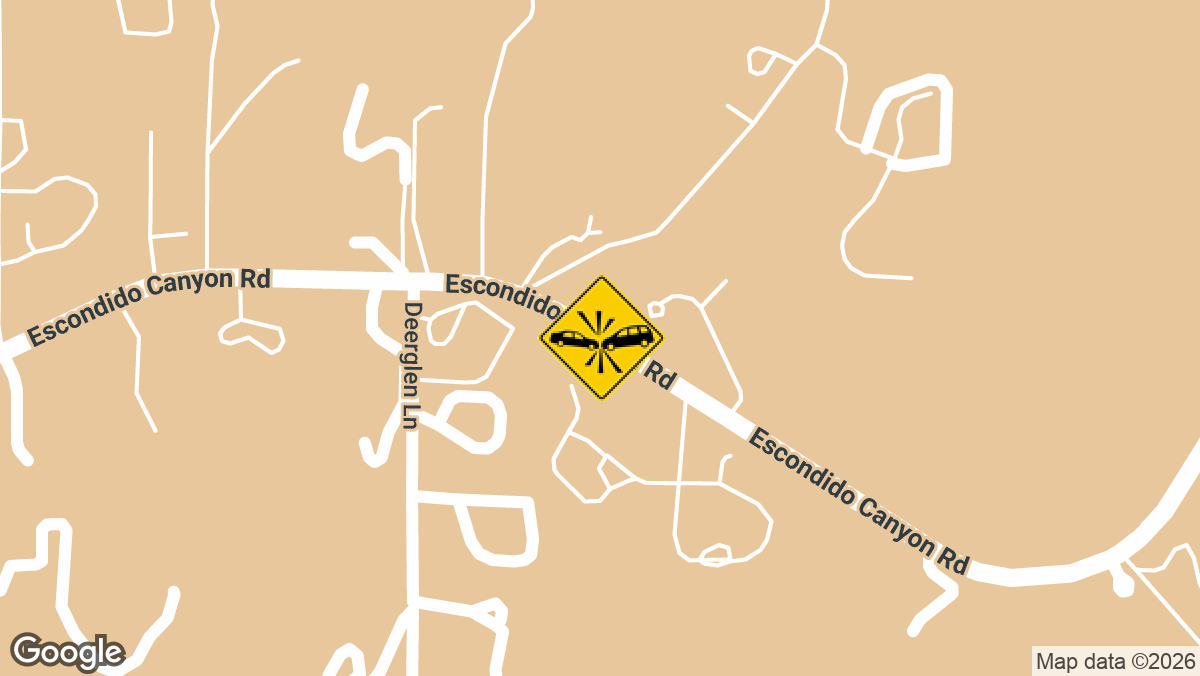 A two-vehicle crash on southbound State Route 14 near Escondido Canyon Rd left a white Ford Explorer overturned on Wednesday, May 6, with emergency units responding to the scene code 3.