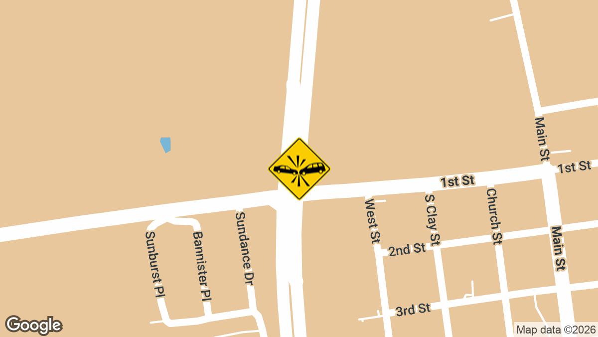 A 55-year-old woman from Quincy, Illinois, was injured Tuesday afternoon after a two-vehicle collision on U.S. Highway 61, three miles north of New London.
