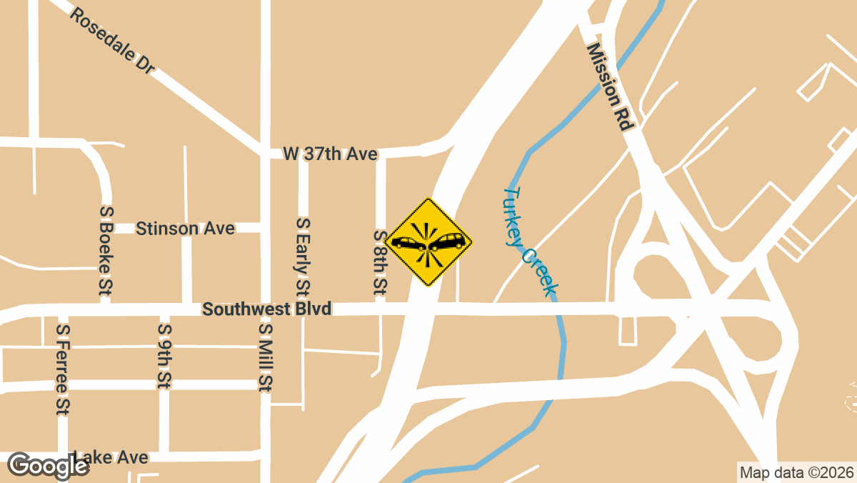 A man from Columbus, Ohio, was taken to a hospital after a two-vehicle accident early Thursday morning on northbound Interstate 35, just west of Mission Road in Wyandotte County.