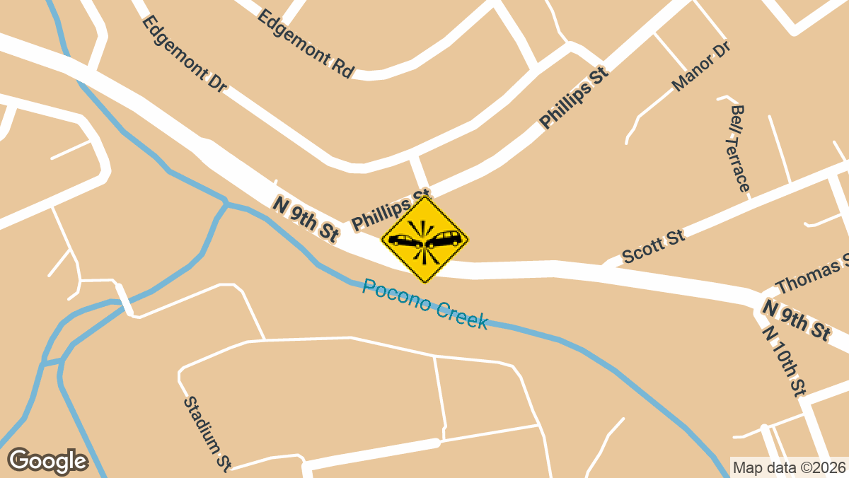 A two-vehicle collision with injuries was reported at 354 North Ninth Street in Stroudsburg on Sunday, May 31, at approximately 5:38 p.m.
