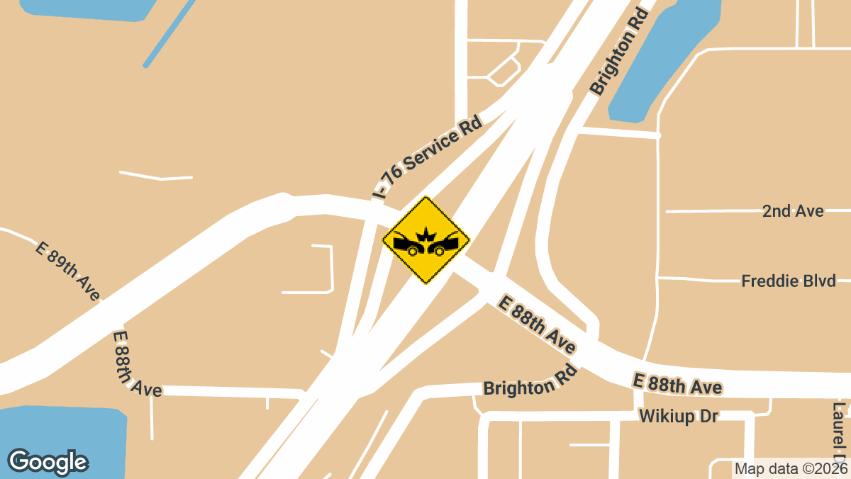 Two people were hurt early Monday morning in a pair of linked collisions on eastbound Interstate 76 near Commerce City.