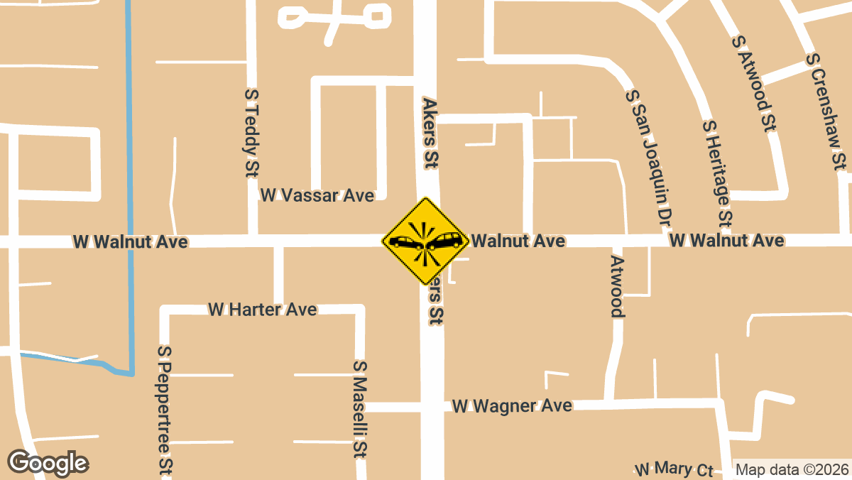 Multiple people were injured in a two-vehicle crash Sunday night on Akers St just south of Walnut Ave in Visalia.
