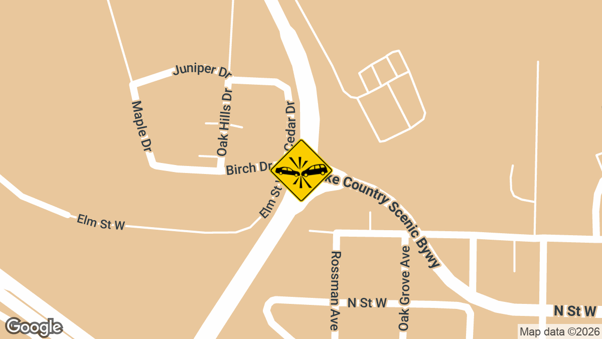 A two-vehicle crash left one person hurt Tuesday afternoon at the intersection of Highway 59 and Highway 34
