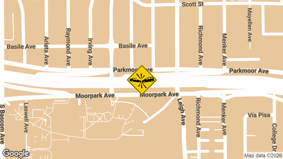 A gray minivan struck another vehicle on the southbound I-880 to northbound I-280 connector in San Jose on Tuesday afternoon, June 9, blocking the slow lane and partially obstructing the number one lane.
