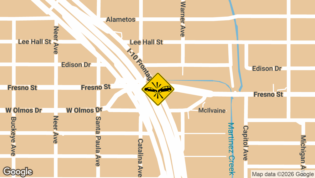 Interstate 10 access road and Fresno