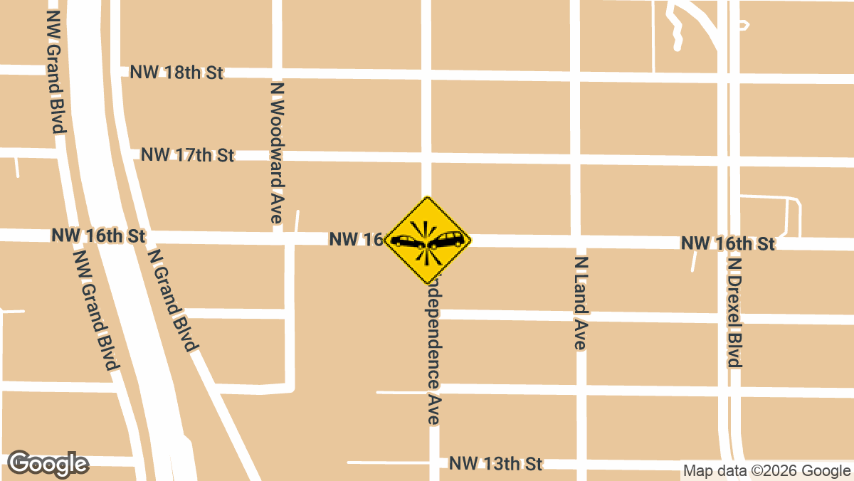 Four people, including two children, were seriously hurt Sunday evening, May 30, after a two-vehicle collision near NW 16th St and Independence Ave in northwest Oklahoma City.