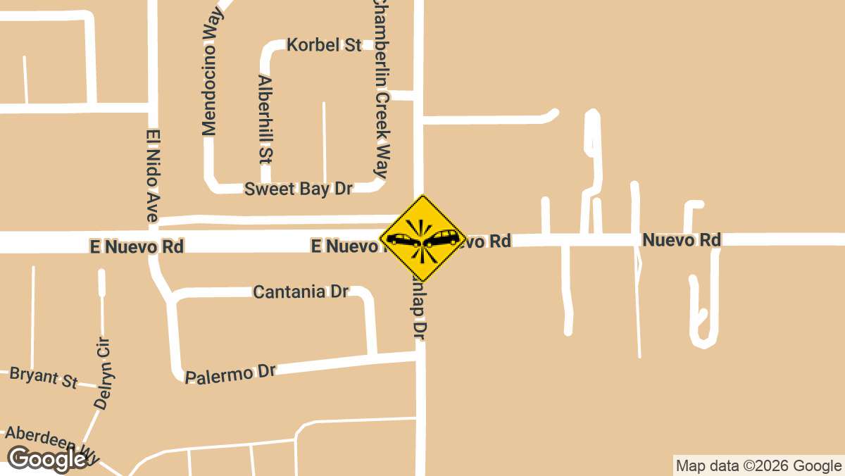 A white Toyota Prius and a black Lexus collided on Nuevo Rd in the Perris area late Monday night, June 8, blocking the roadway and prompting a call for medical assistance.