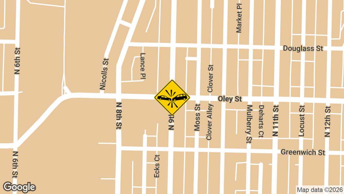 A vehicle accident with injuries was reported Tuesday evening, June 9, at the intersection of Oley Street and North 9th Street in Reading.