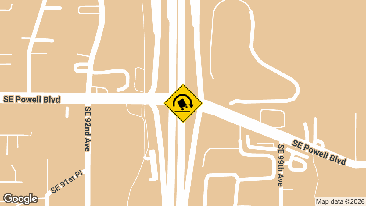 Southeast Powell Boulevard ramp from northbound Interstate 205