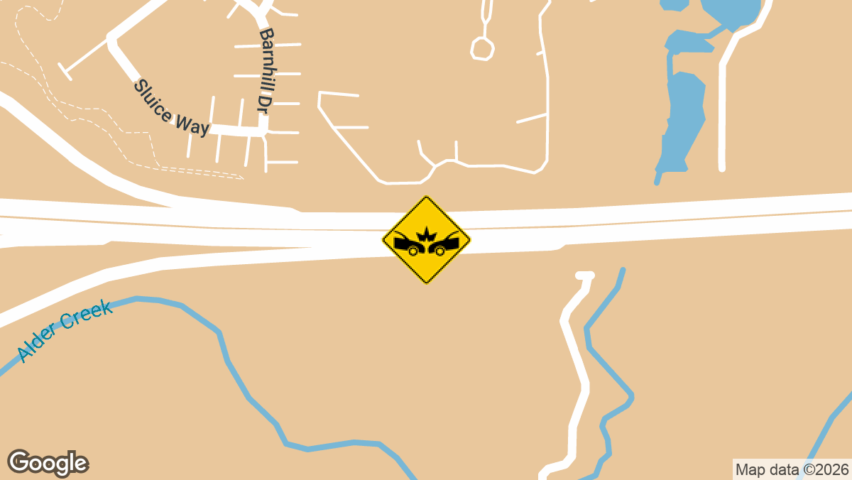 A five-vehicle collision triggered a chemical spill and blocked all lanes of eastbound US-50 near the Hazel Avenue off-ramp Wednesday morning.