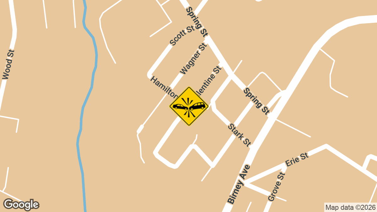 A two-vehicle accident with at least one person hurt was reported on Valentines Street in Moosic.