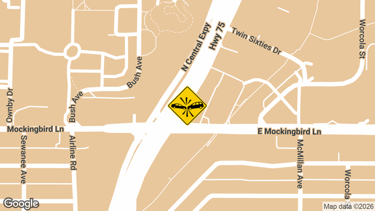 One person was injured in a rollover crash early Monday morning on northbound US-75 near Mockingbird Ln in Dallas.
