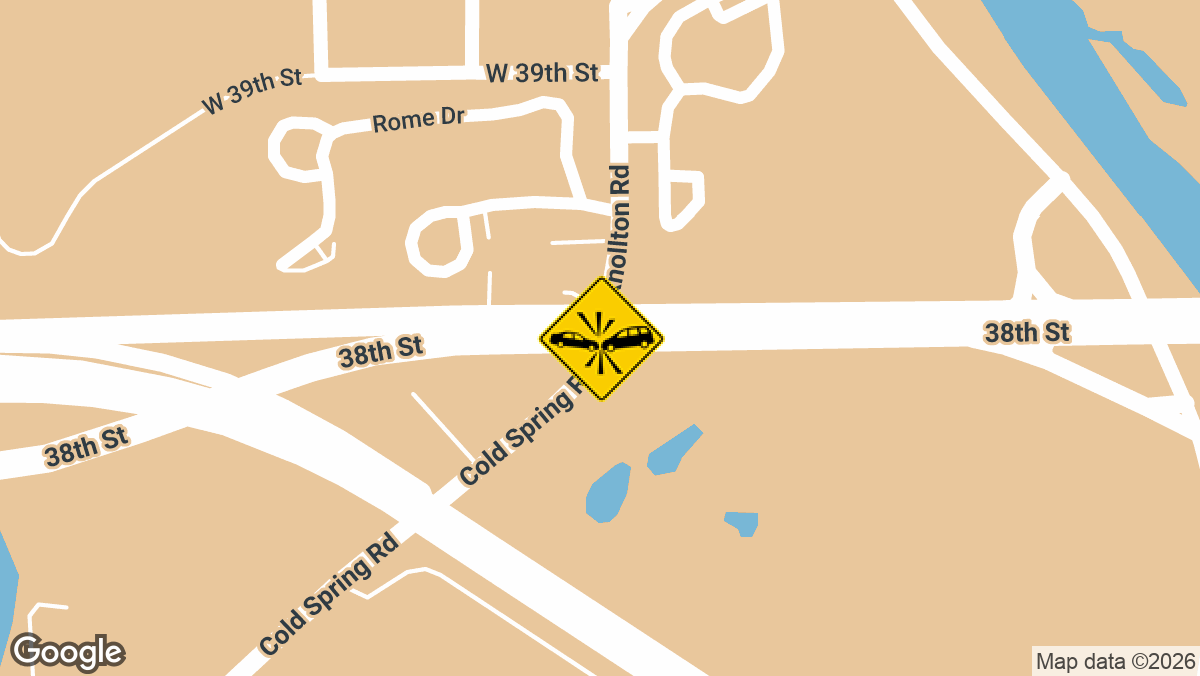 A crash with injuries was reported Sunday night at the intersection of W 38th St and Cold Spring Rd in Indianapolis.