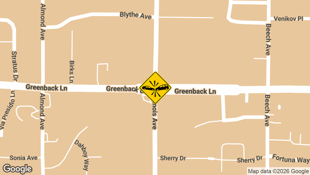 Two people were injured Monday afternoon, August 17, in a collision on Greenback Lane near Hickory Avenue in Orangevale.