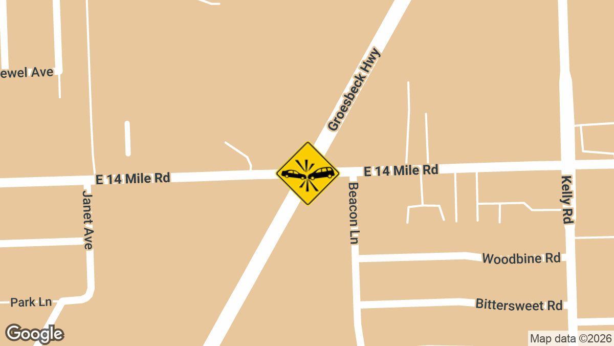 A two-vehicle wreck with injuries was reported at Groesbeck Highway near 14 Mile Road Monday, August 24, according to a local scanner report.