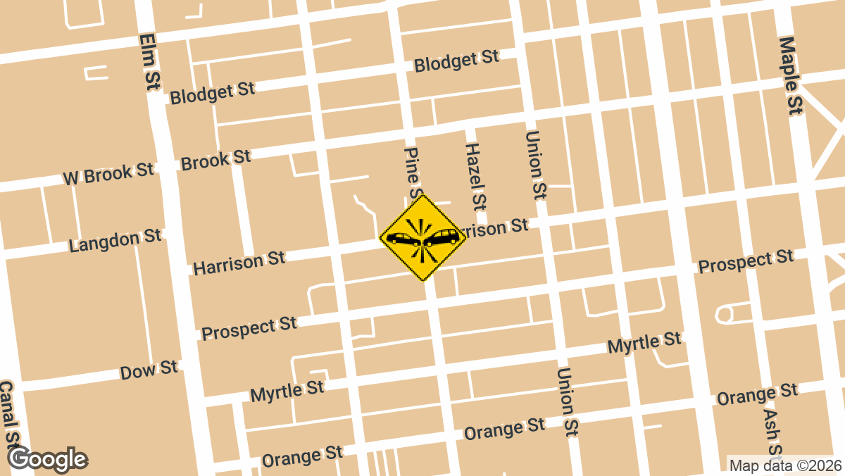 An injury crash was reported Wednesday, August 26, at the intersection of Harrison Street and Pine Street in Manchester.