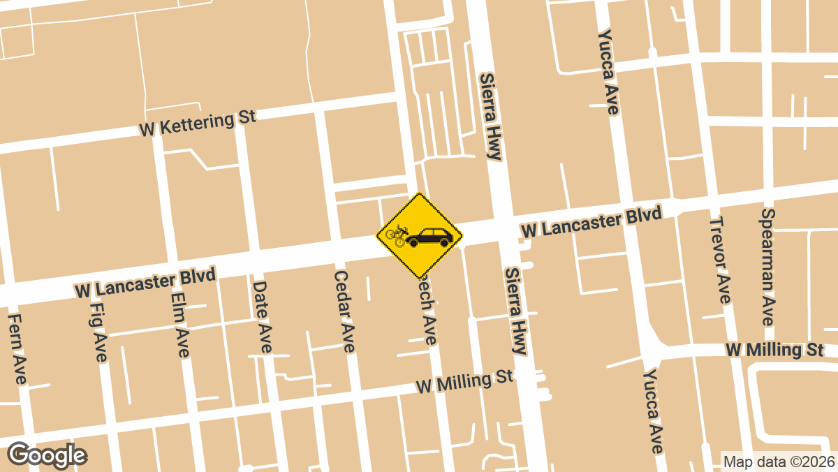 A bicyclist was injured Friday morning when a vehicle struck them at the intersection of Lancaster Boulevard and Beech Avenue in Lancaster.