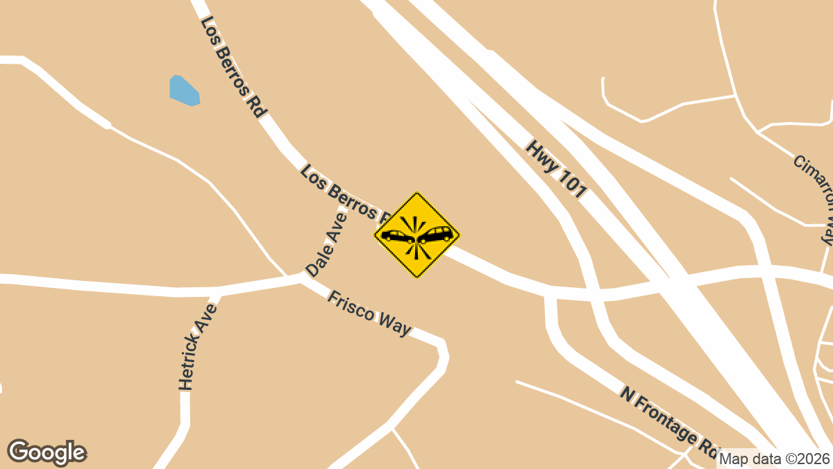 A hit-and-run crash left a driver injured on Los Berros Road near the US-101 northbound off-ramp Thursday, Agusut 29, according to dispatch logs.