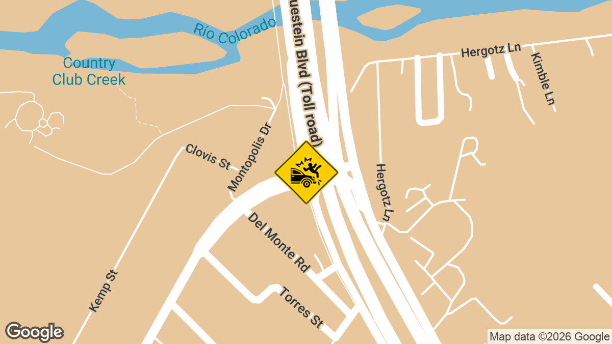 Montopolis Drive and the northbound Bastrop Highway service road