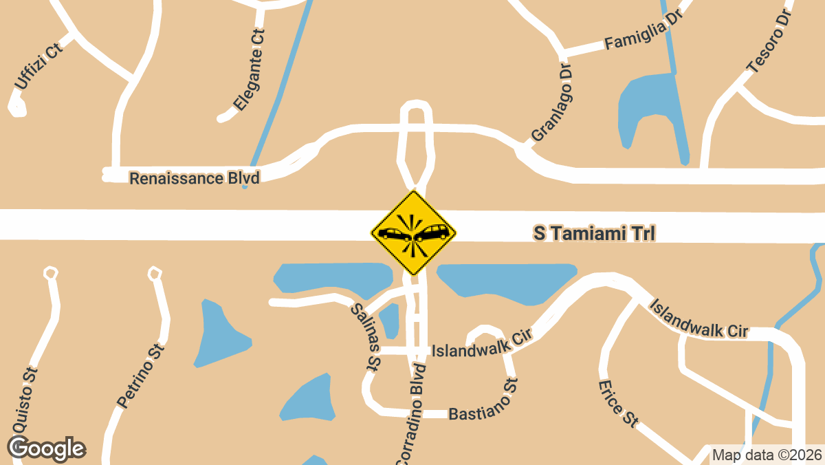 One person was evaluated after a reported three-vehicle crash Wednesday, August 19, near U.S. 41 and Corradino Boulevard in North Port.