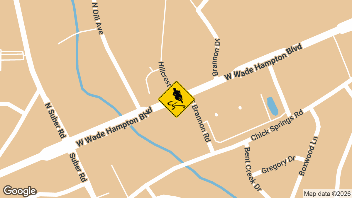 W Wade Hampton Blvd and Hillcrest Dr