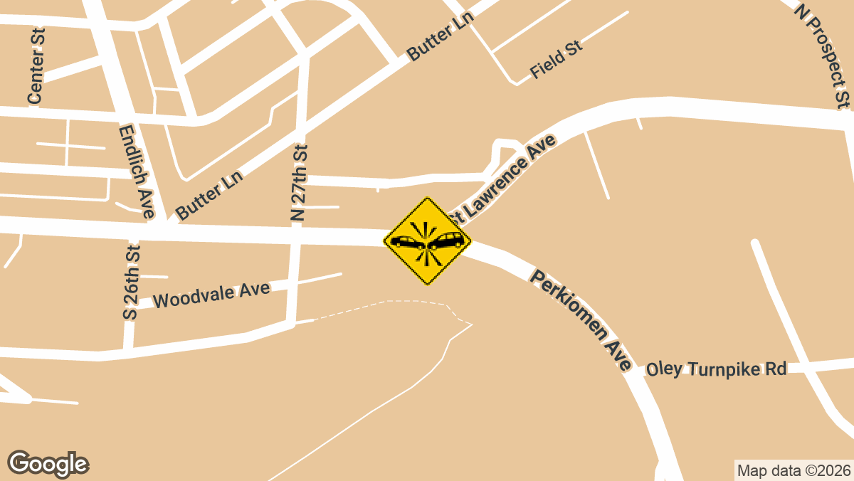 An injury wreck was reported at 2805 Perkiomen Avenue Saturday afternoon, September 5, according to dispatch reports.