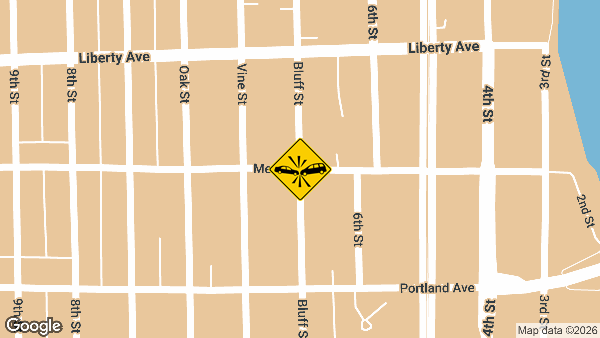 At least one person was injured Tuesday, September 8, in a collision at the intersection of Bluff Street and Merrill Street in Beloit.