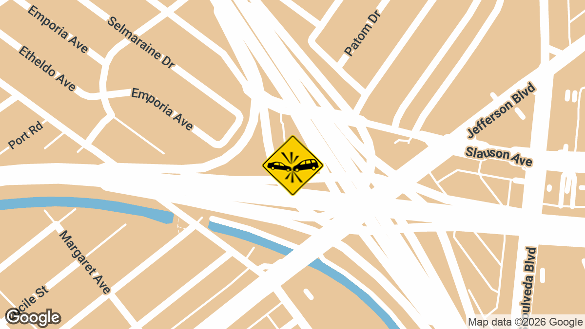 One person was injured in a crash Thursday, September 3, on the eastbound State Route 90 transition to northbound I-405 in Culver City.