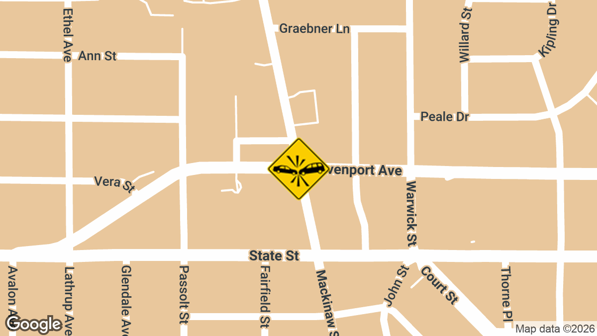 At least one person was injured Sunday, August 30, in a collision at the intersection of Davenport Avenue and Mackinaw Street in Saginaw.