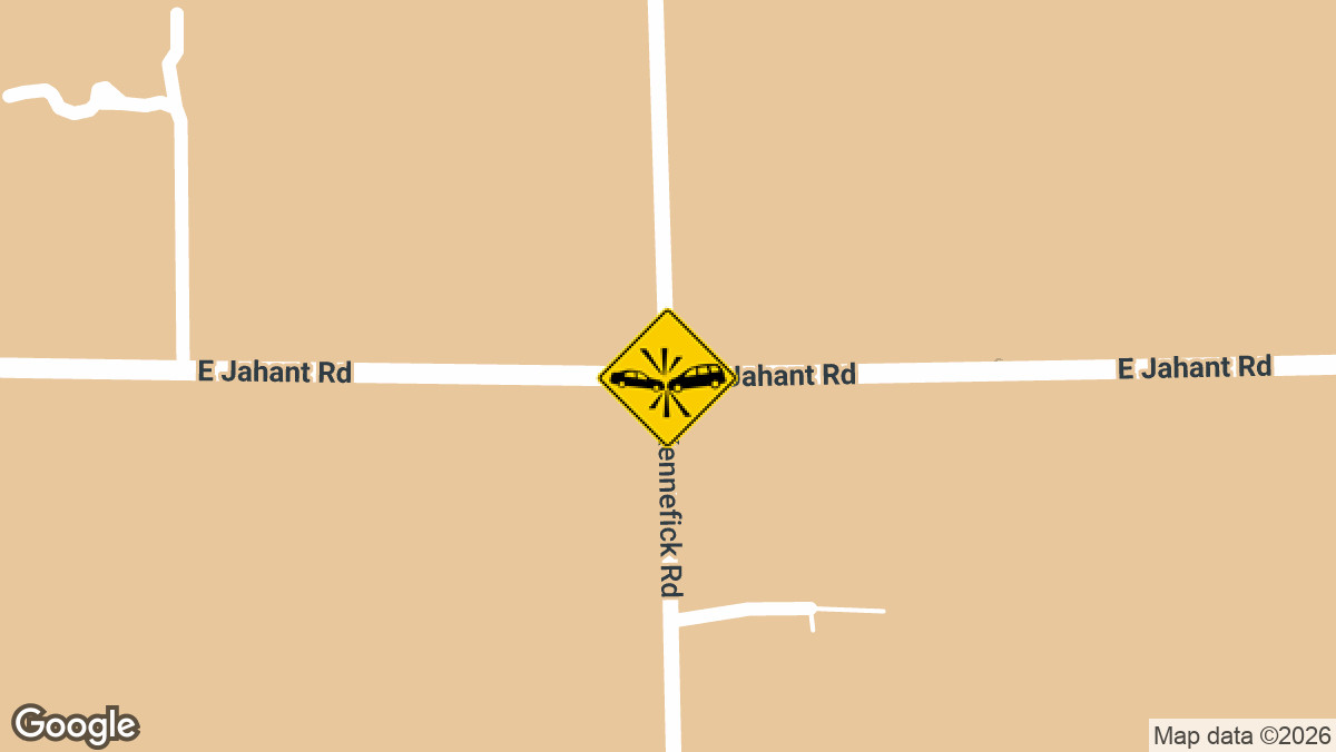 wo people were injured in a two-vehicle crash Thursday, September 3, at the intersection of Kennefick Road and East Jahant Road in Galt.