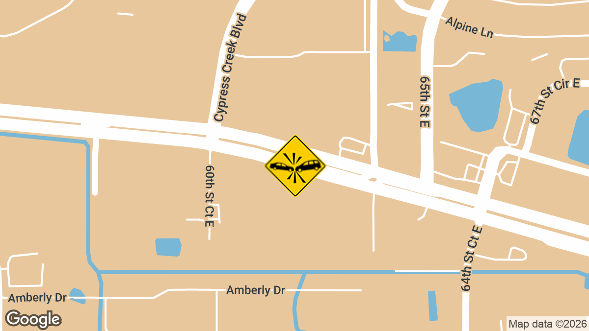 A vehicle crash involving injuries blocked the right lane of State Road 64 at Kay Road in Bradenton Monday, August 31.
