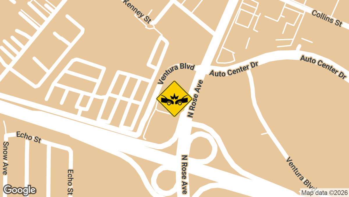 Minor injuries were reported in a three-vehicle crash Sunday, August 30, on southbound U.S. 101 under Rose Avenue in Ventura.